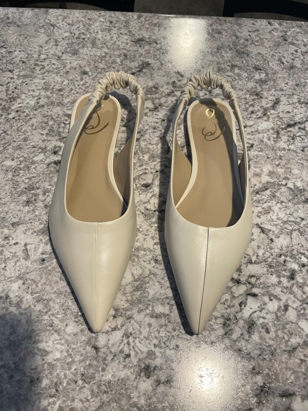 Sam Edelman Pointed Toe Slingback Flats in Ivory